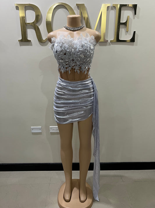 Snow Queen Glacier Mirrors Skirt Set (Silver)