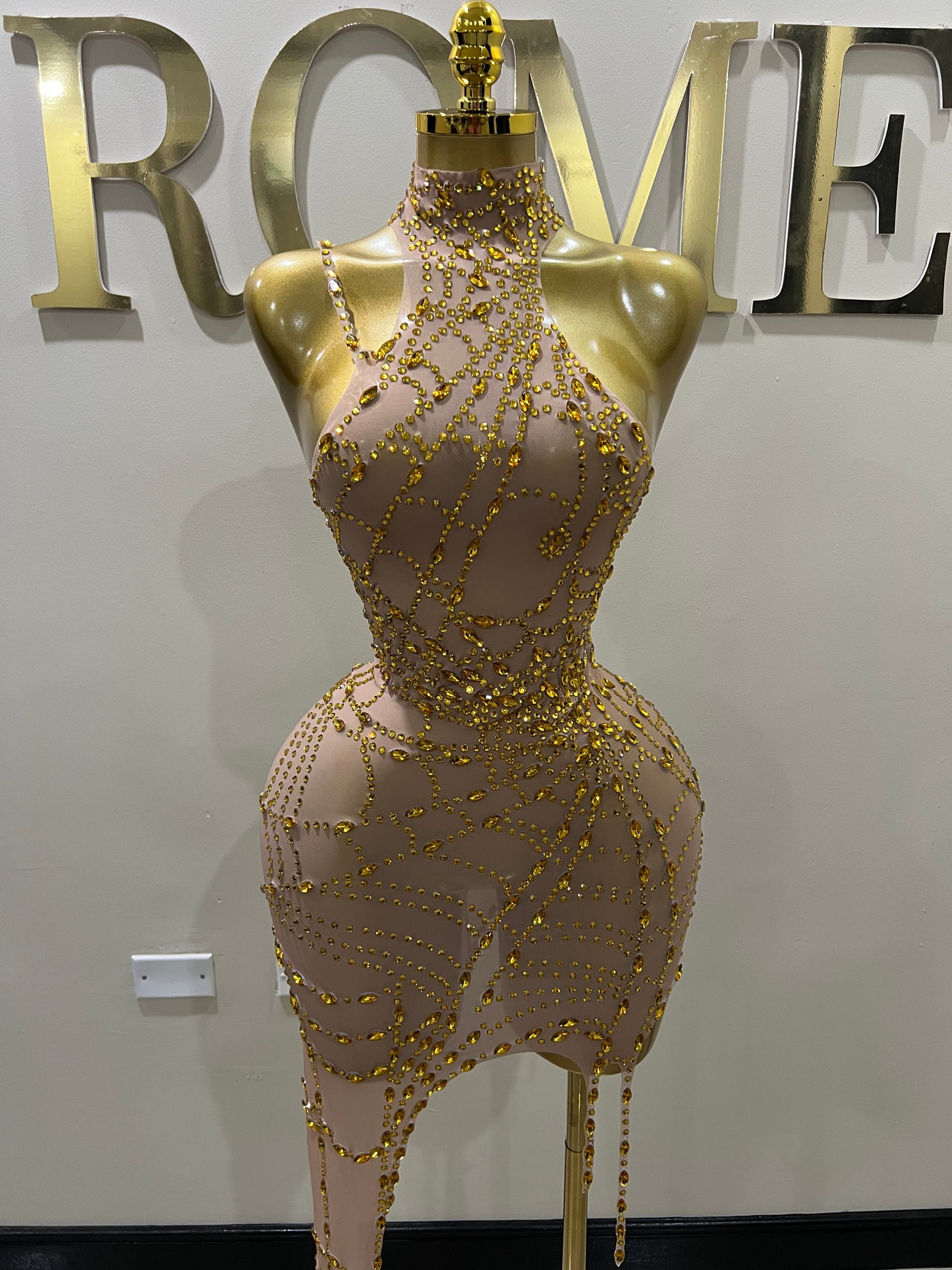 Charlotte’s Web Gemstone Mesh Dress (Gold)