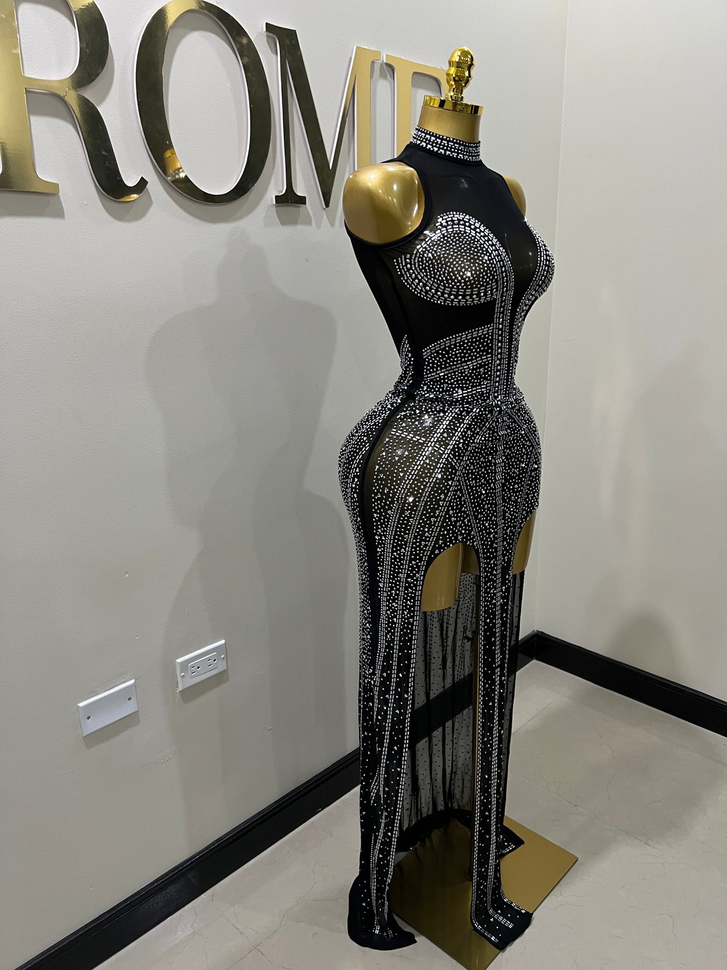 Athena Crystal Dress (Black)