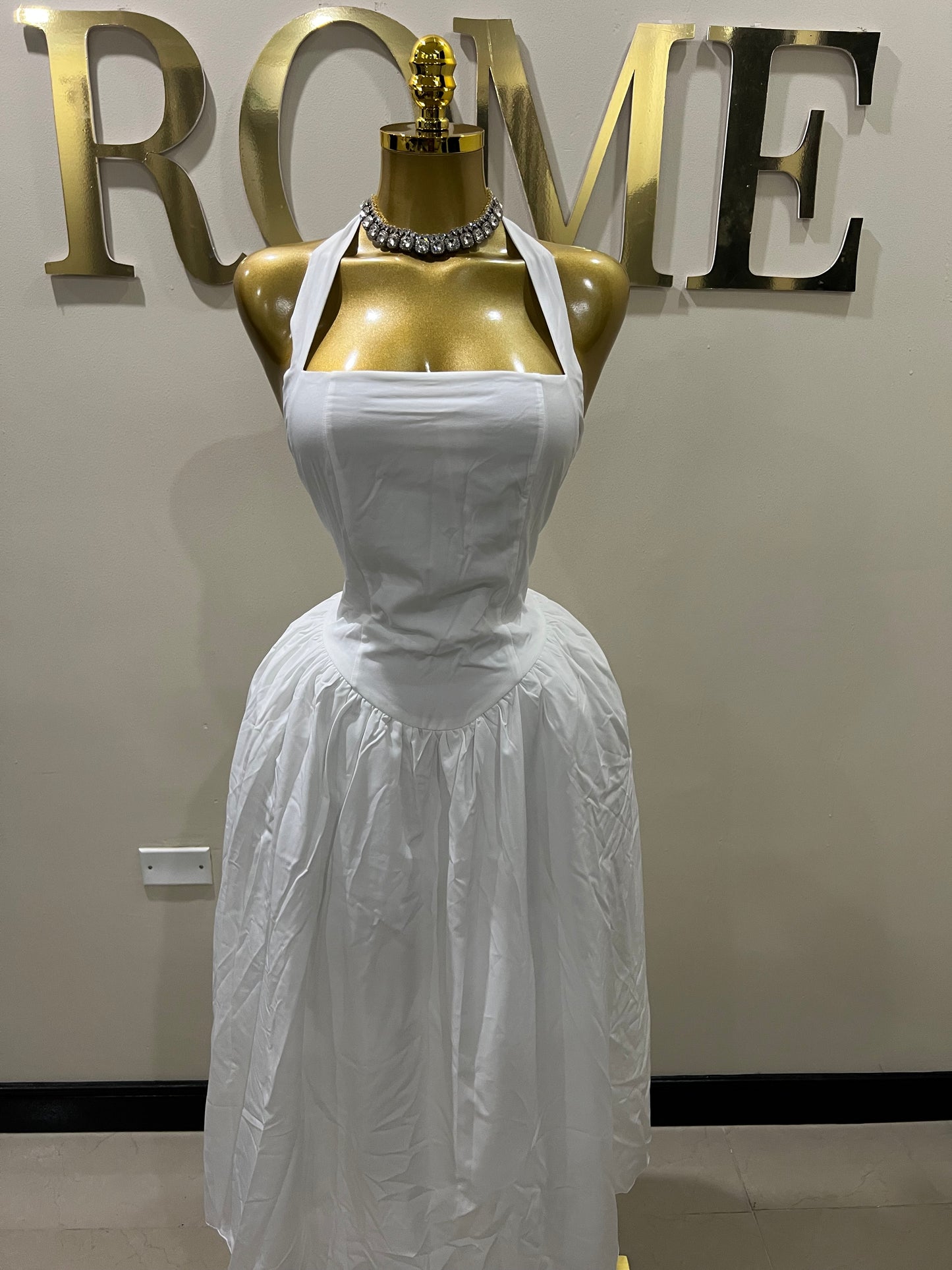 Diana Halter Dress (White)