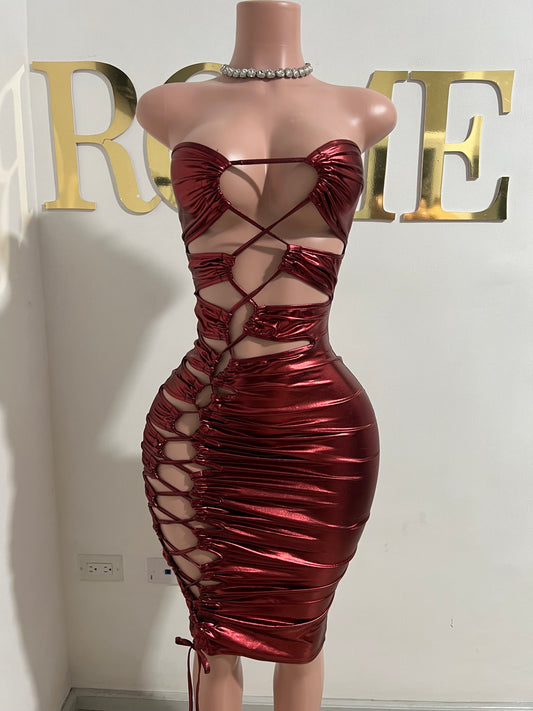 Lexy Laced Dress (Wine-Red)