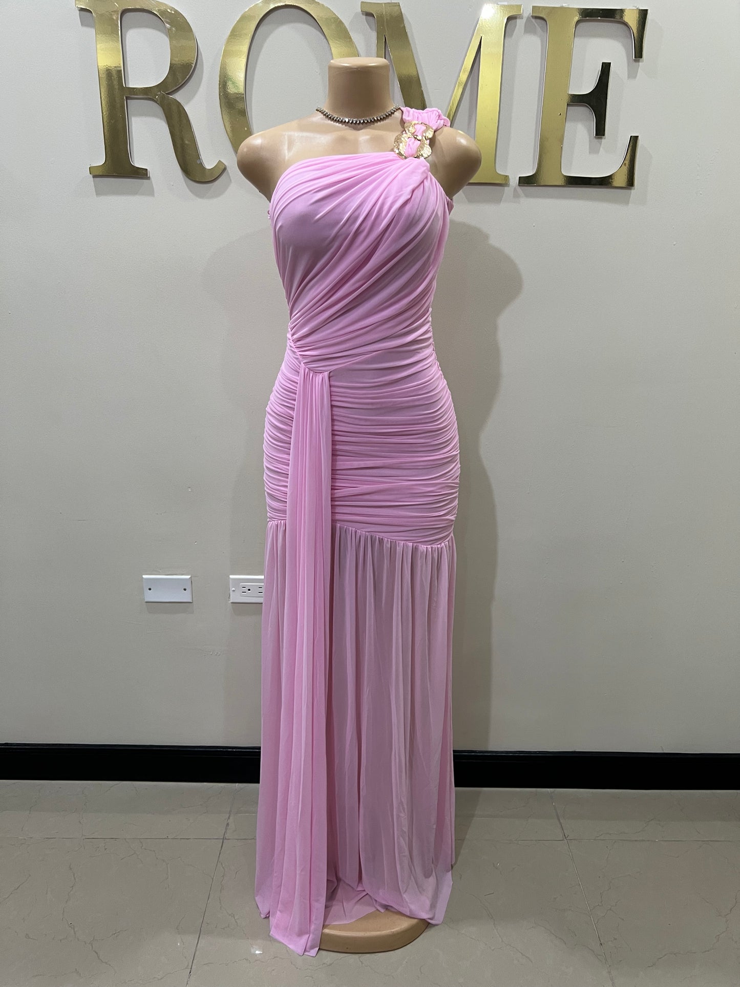 Michelle Grace Chain Dress (Light Pink)