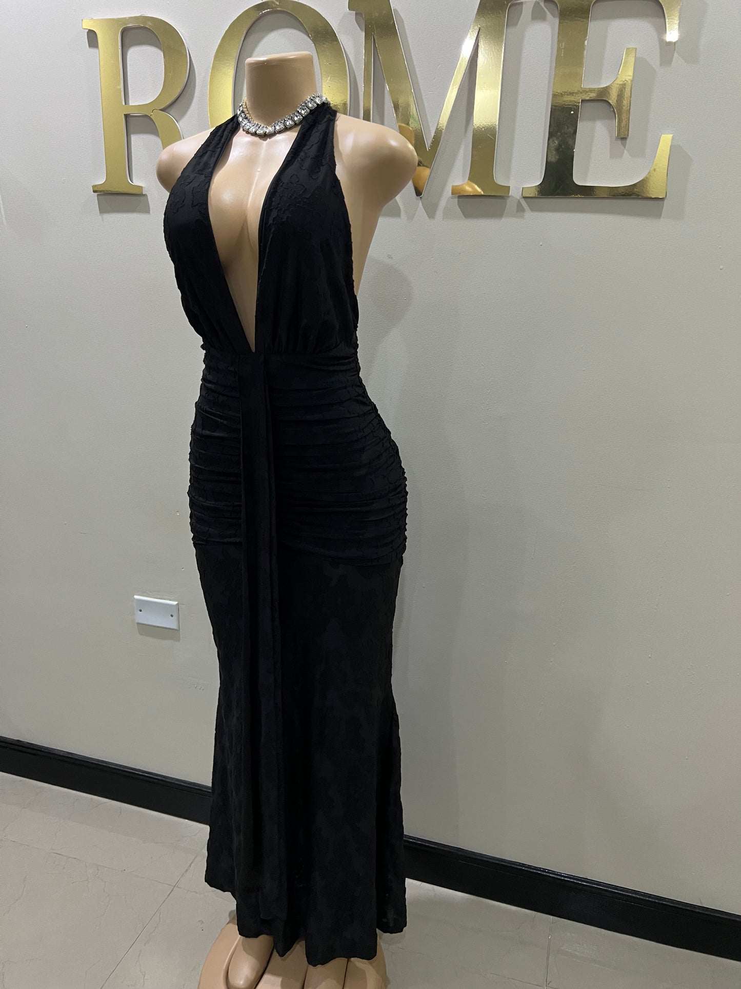 Chinelle Nara Halter Lace Dress (Black)