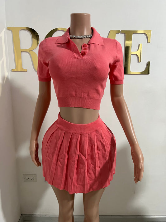 Hampton Pleated Skirt Set (Light Pink)