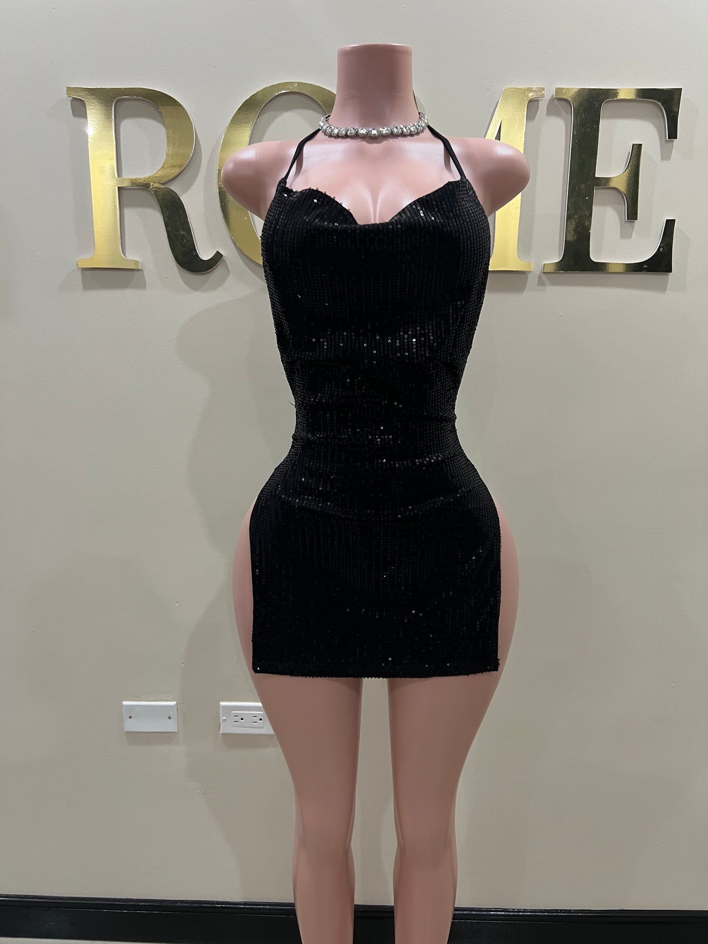 Kim Super Mini Backless Dress (Black)