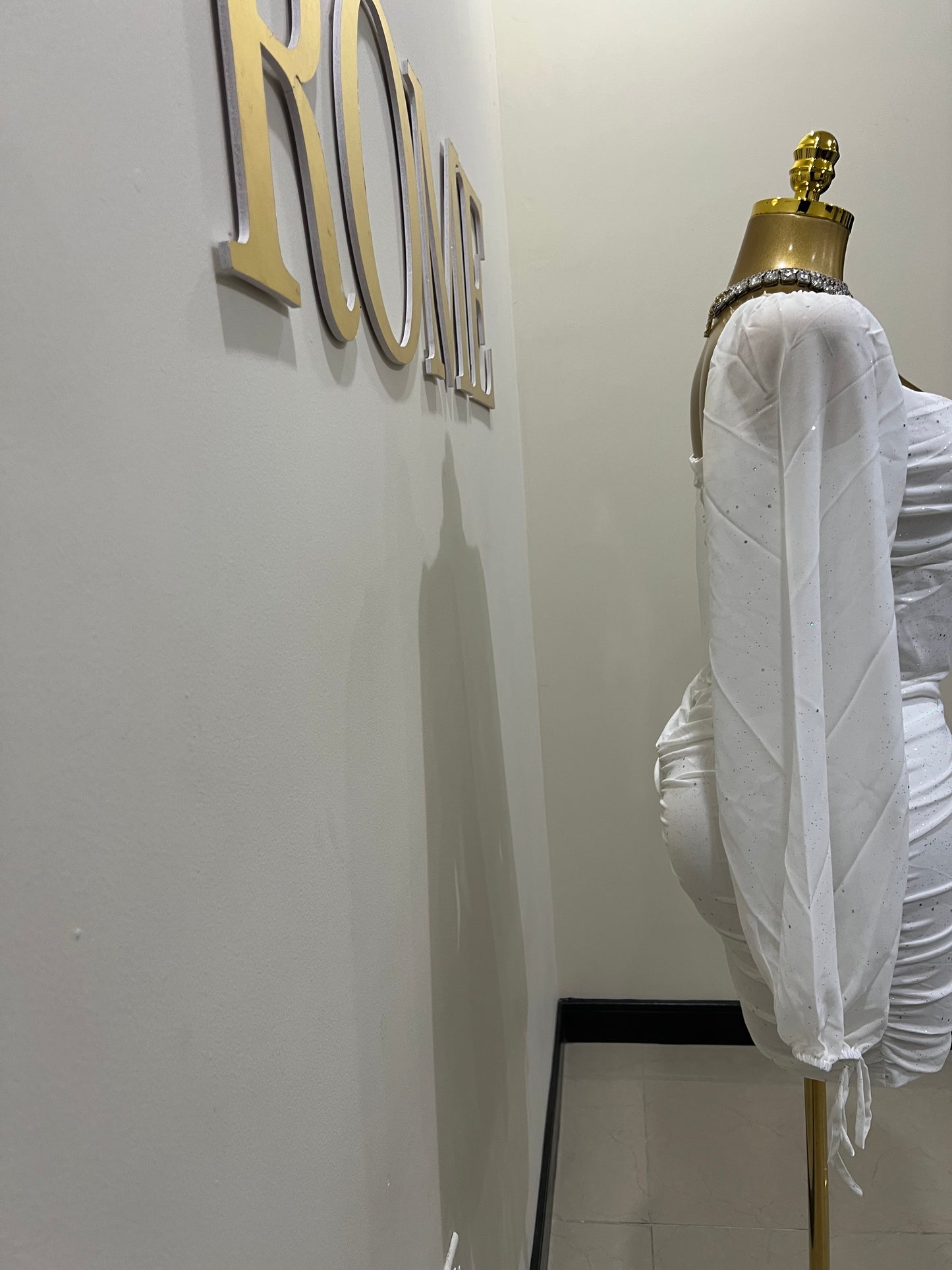 Aubrey Sprinkles Mesh Dress (White)