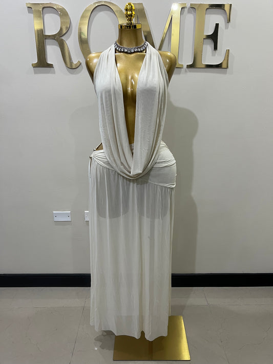 Astra Split Skirt Set (Cream)