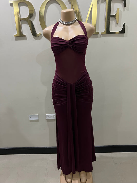 Sweetheart Nara Dress (Burgundy)