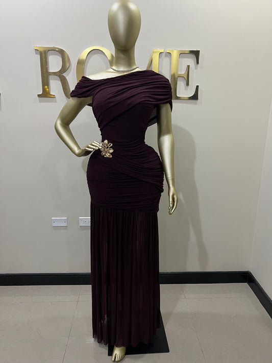 Michelle Lydia Shoulder Dress (Espresso)
