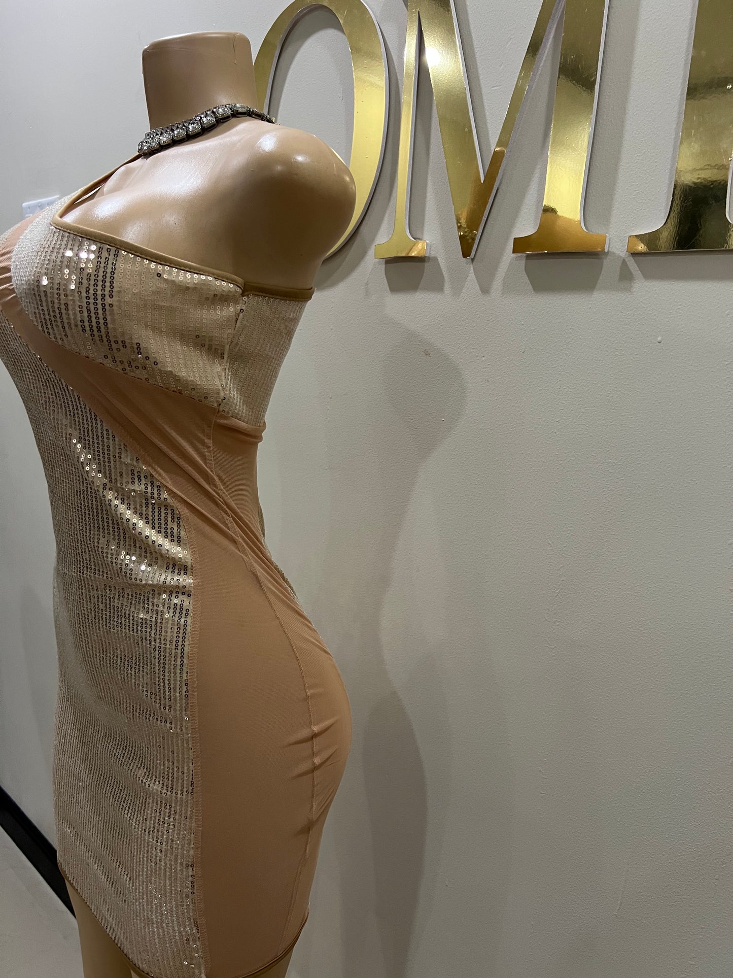 Emma Sequin Dress (Rose Gold- nude)