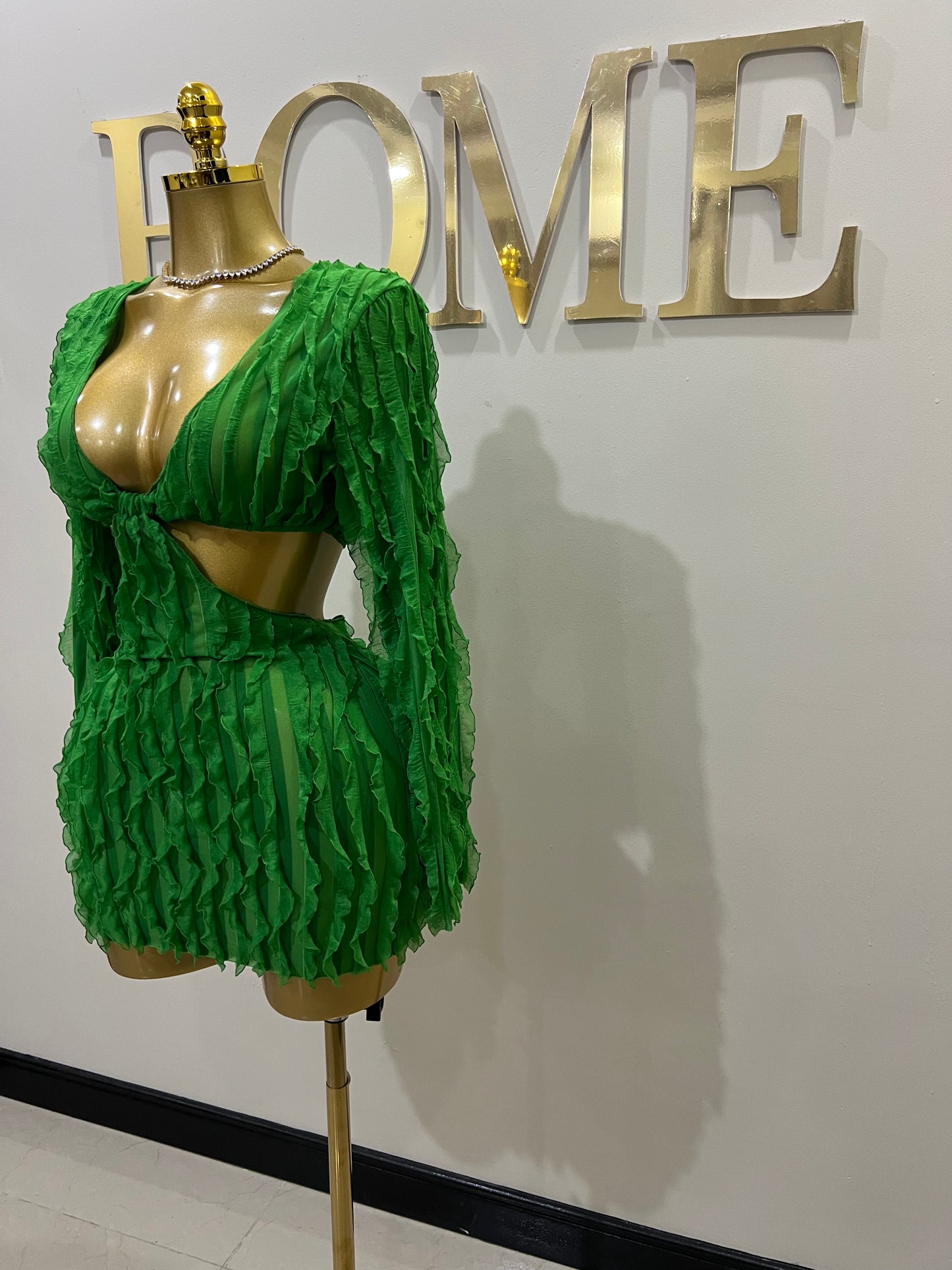 Lily Long Sleeve Mini Dress (Green)