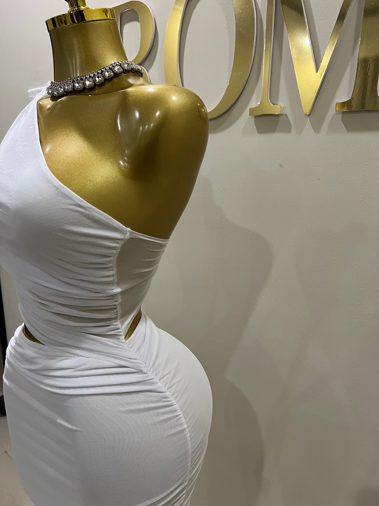 Emma Giselle Mesh Rope Dress (White)