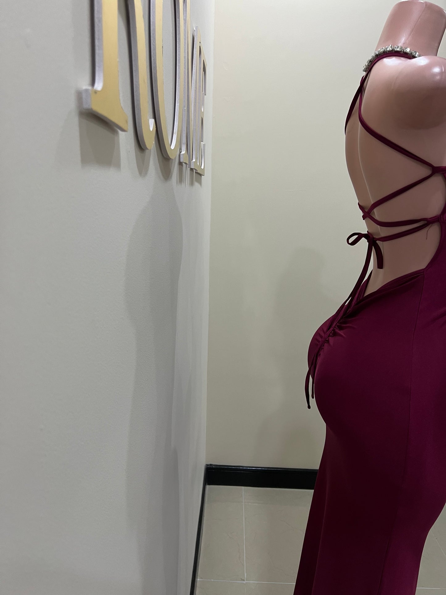 Kerry Strappy Dress (Burgundy)