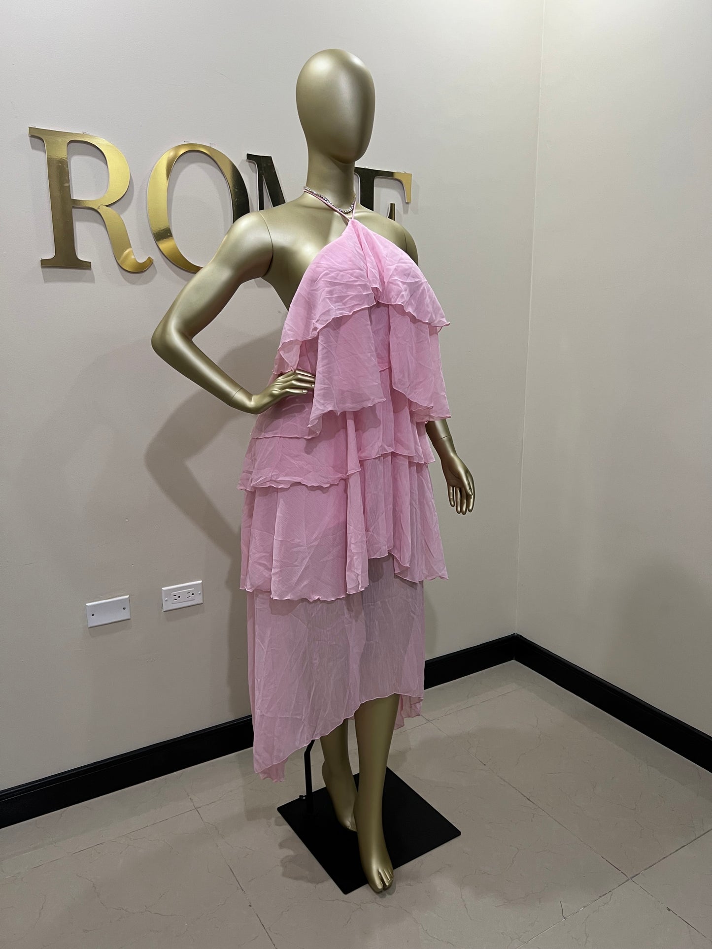 Rumi Ruffle Long Dress (Pink)