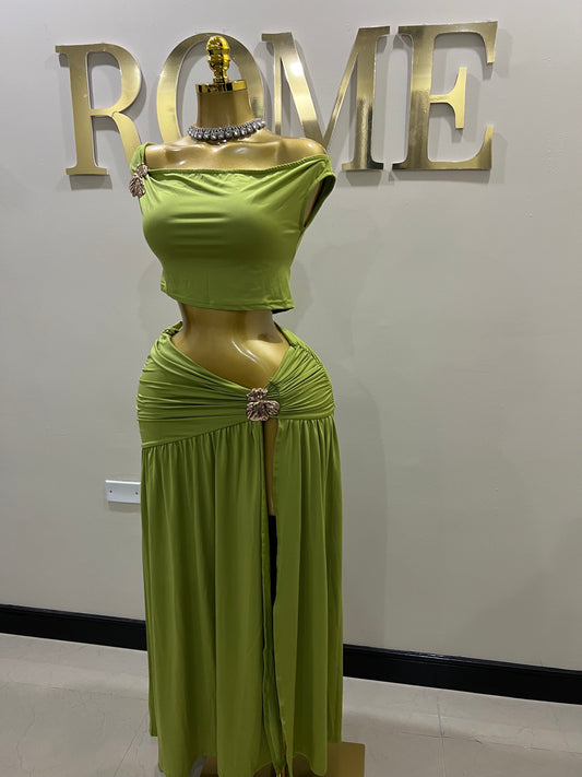 Nara Petal 2 Pcs Skirt Set (Green)