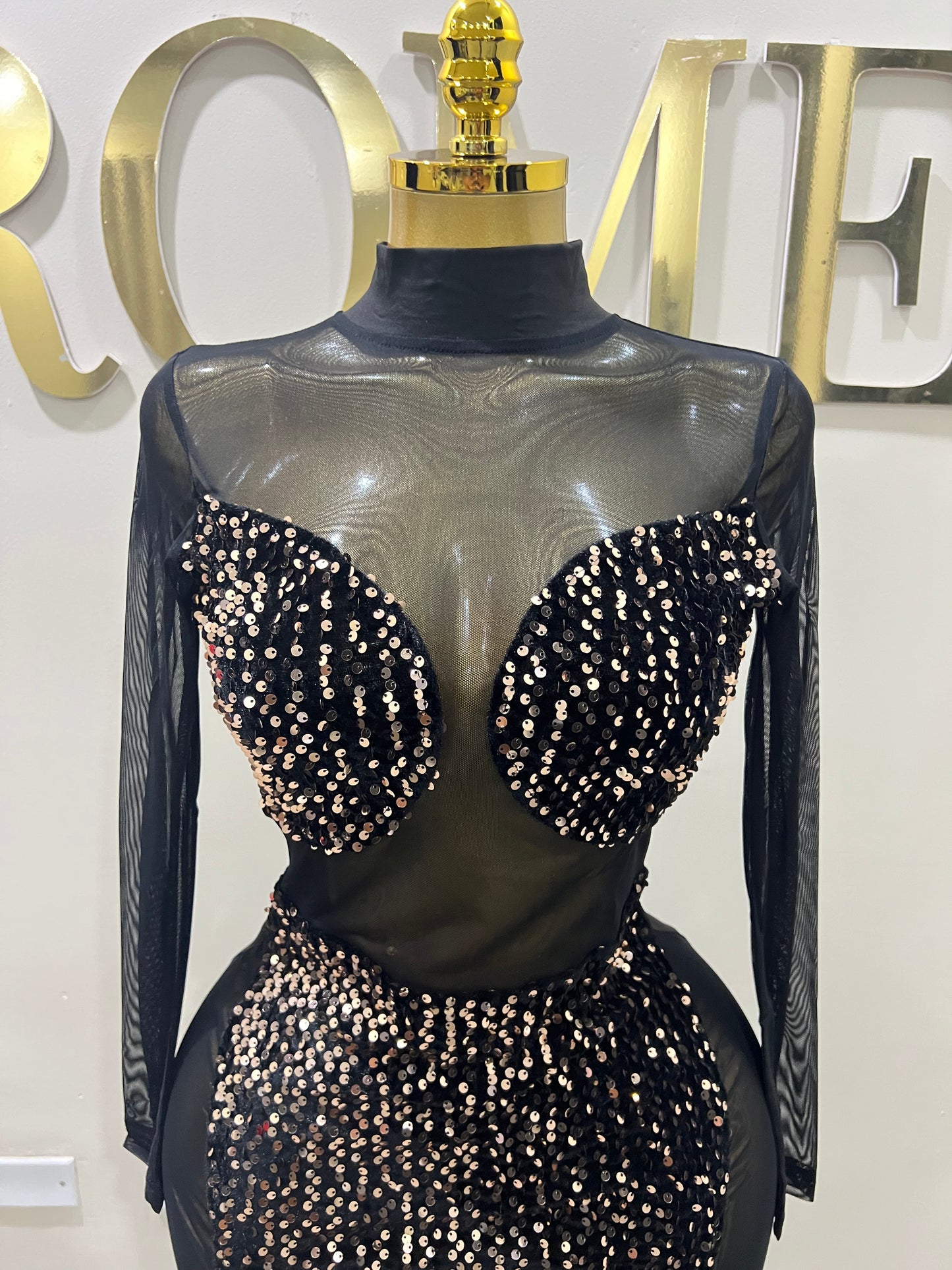 Leah Sequin Dress (Brown)