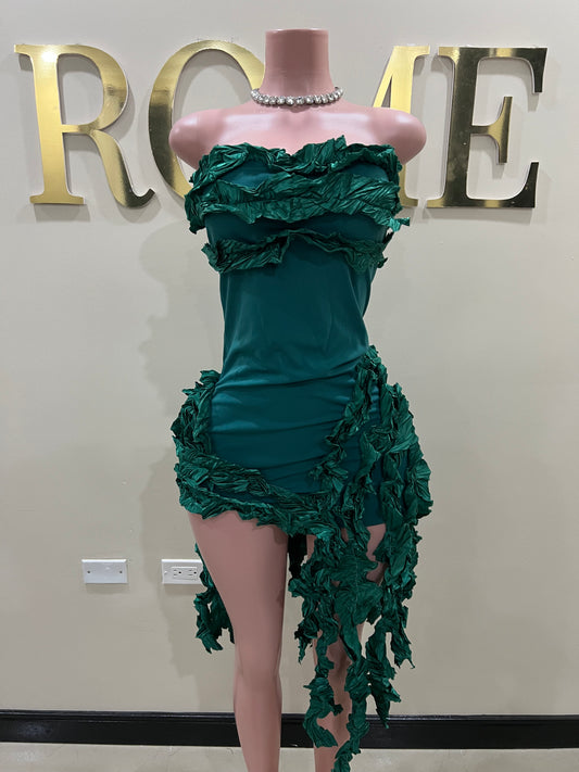 Kate Rouched Mini Dress (Green)