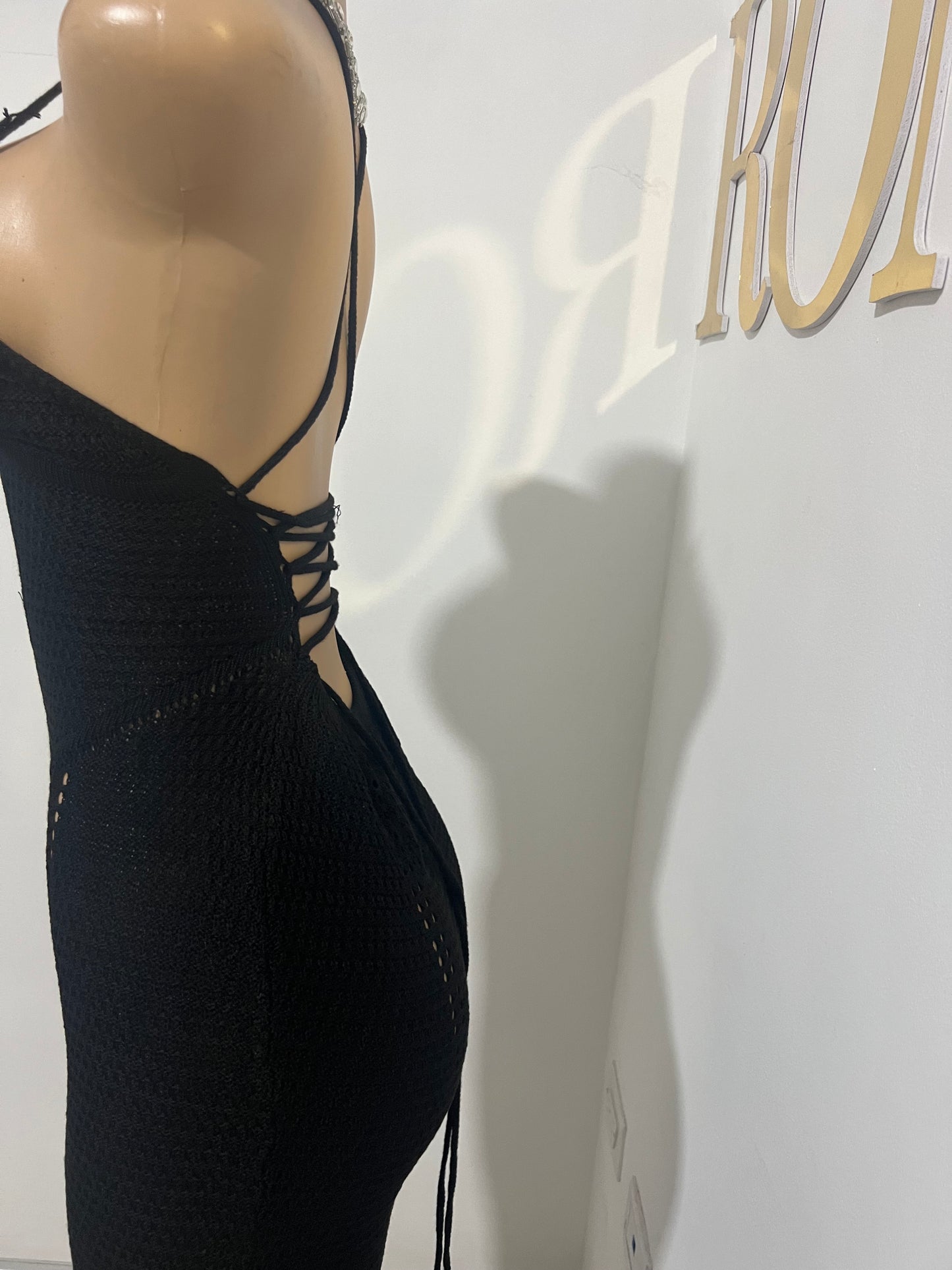 Nia Crochet Dress (Black)