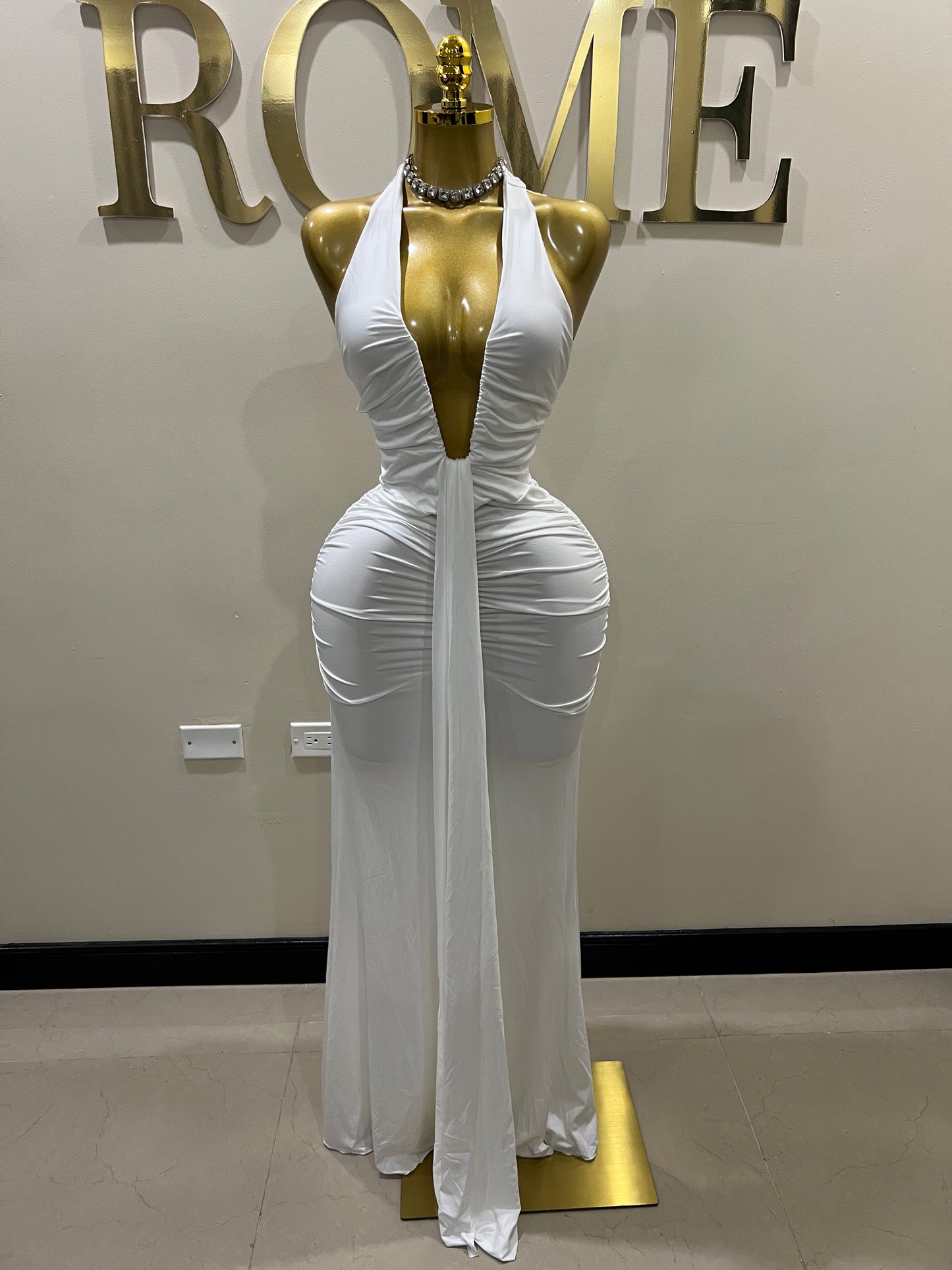 Chinelle Nara Halter Dress (White)