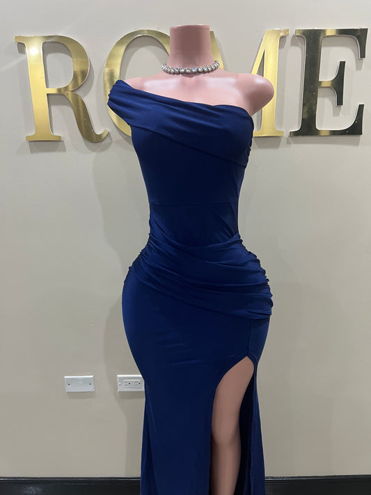 Kerry One Shoulder Dress (Navy Blue)