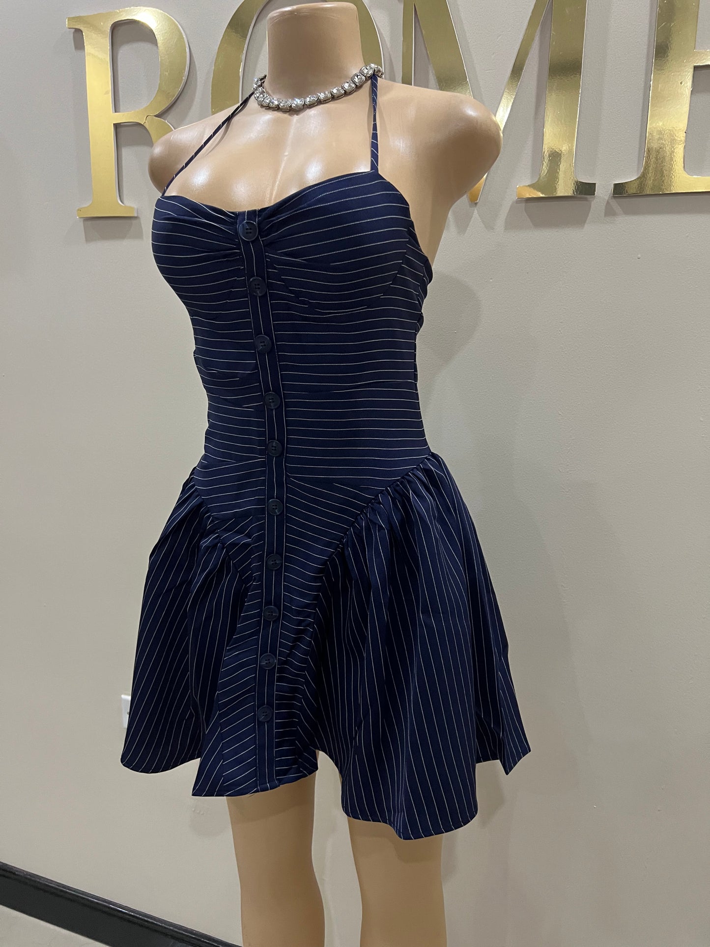 Pinstripe Diana Dress (Blue)