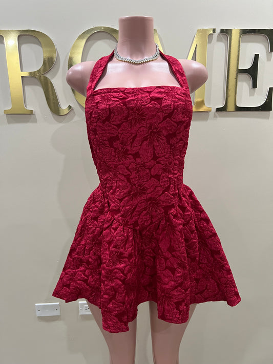 Diana Textured Dress (Red)