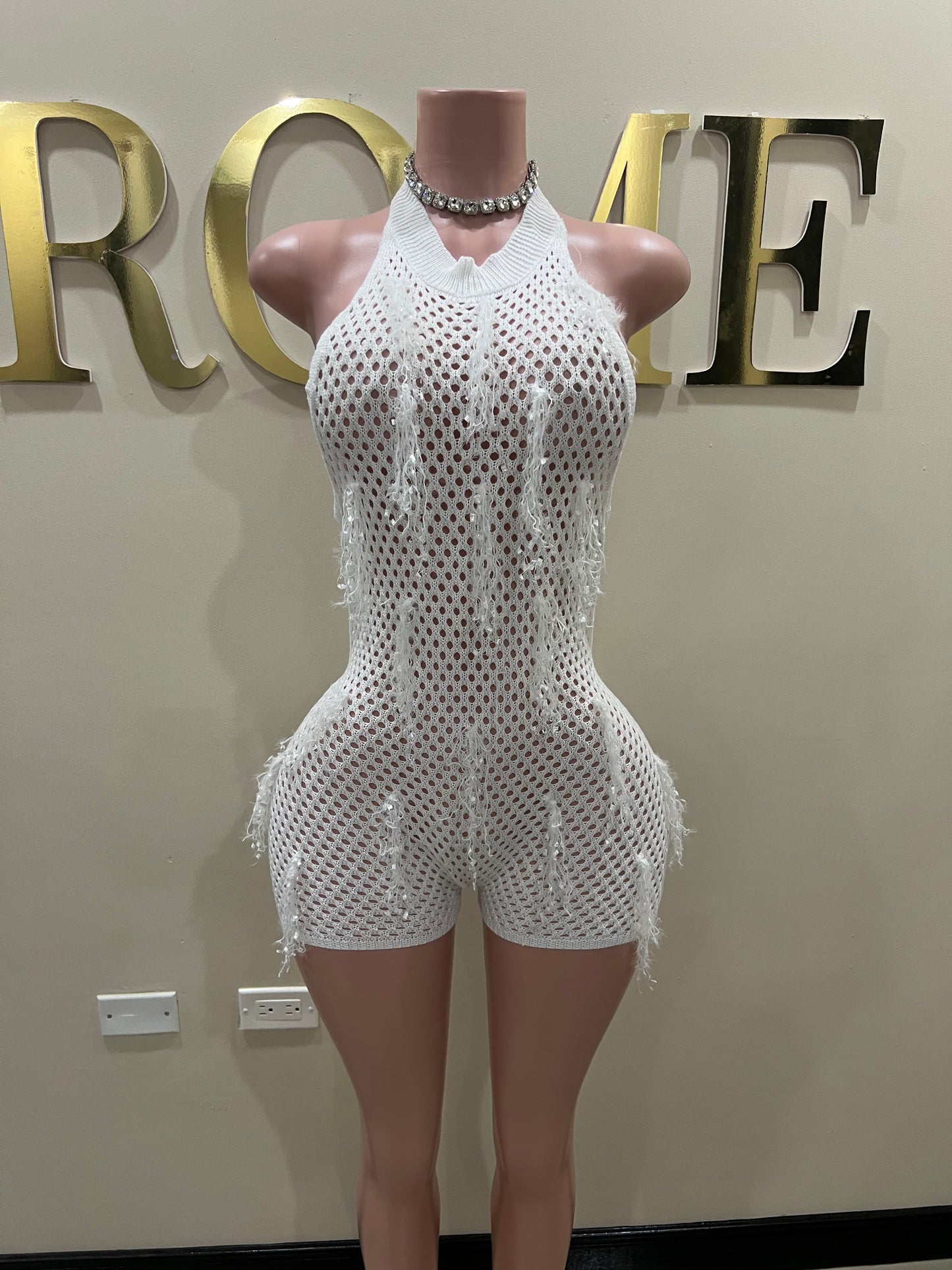 Allure Crochet Romper (White)