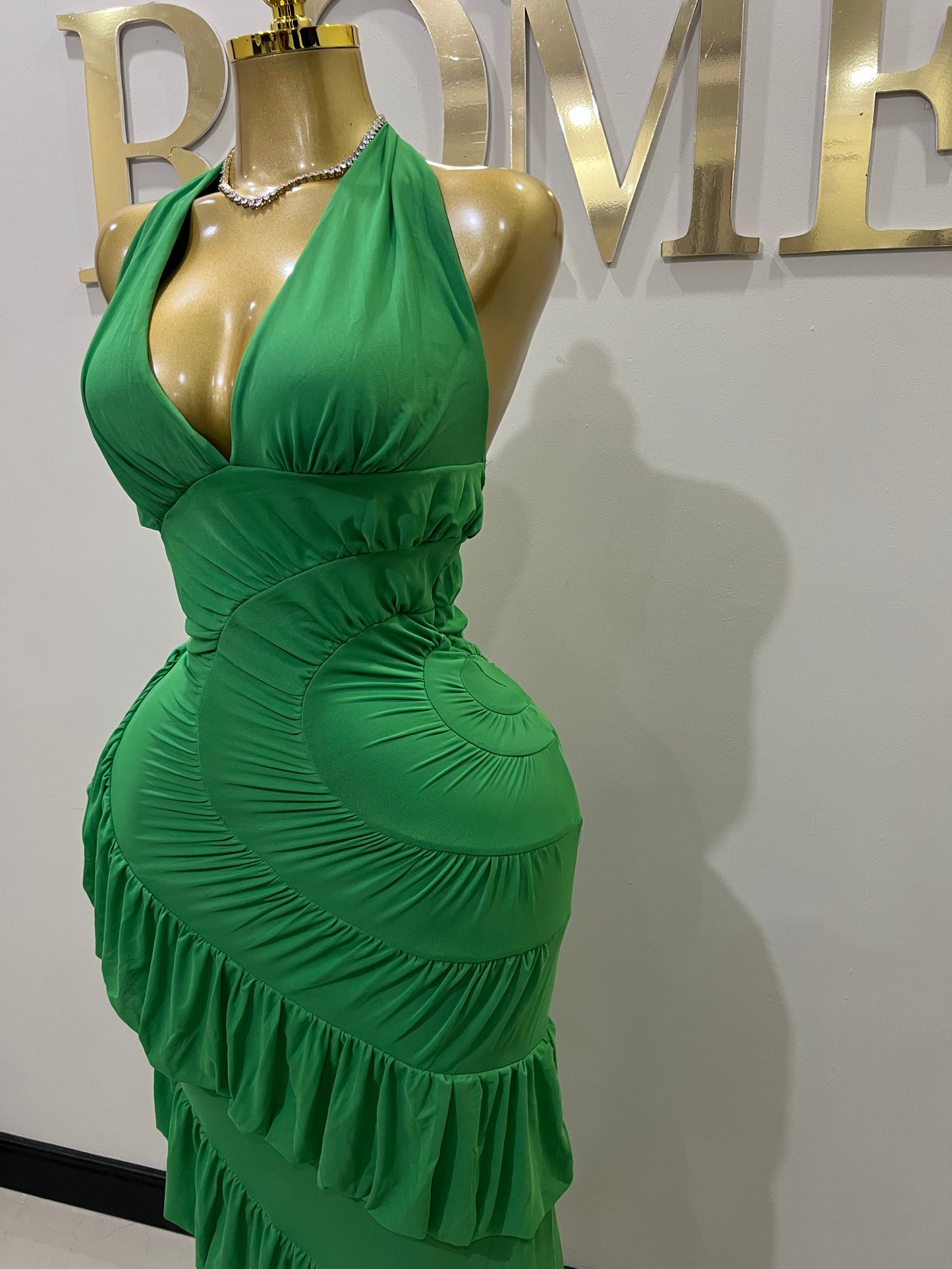 Courtili Ruffle Mesh Dress (Green)