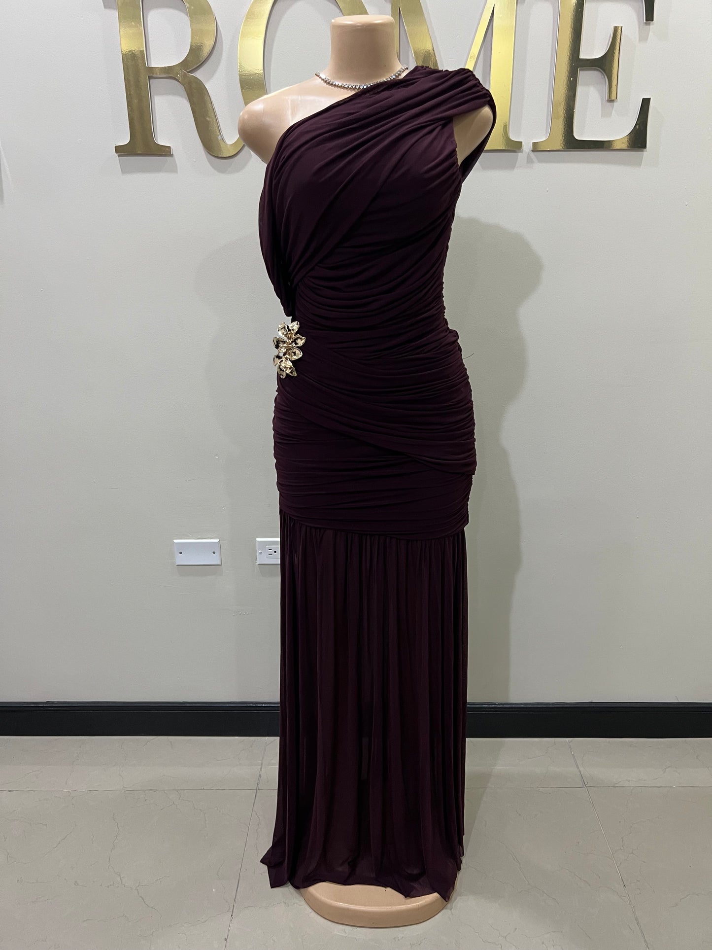 Michelle Lydia Shoulder Dress (Espresso)