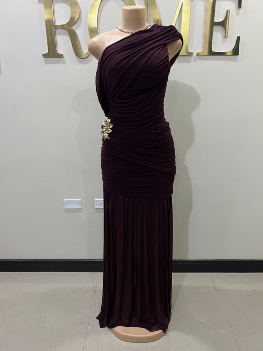Michelle Lydia Shoulder Dress (Espresso)