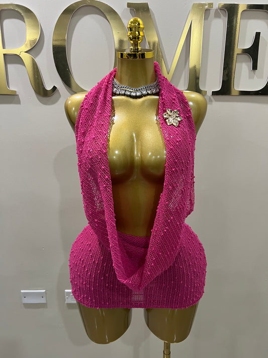 Cassie See Through Petal Dress (Pink)