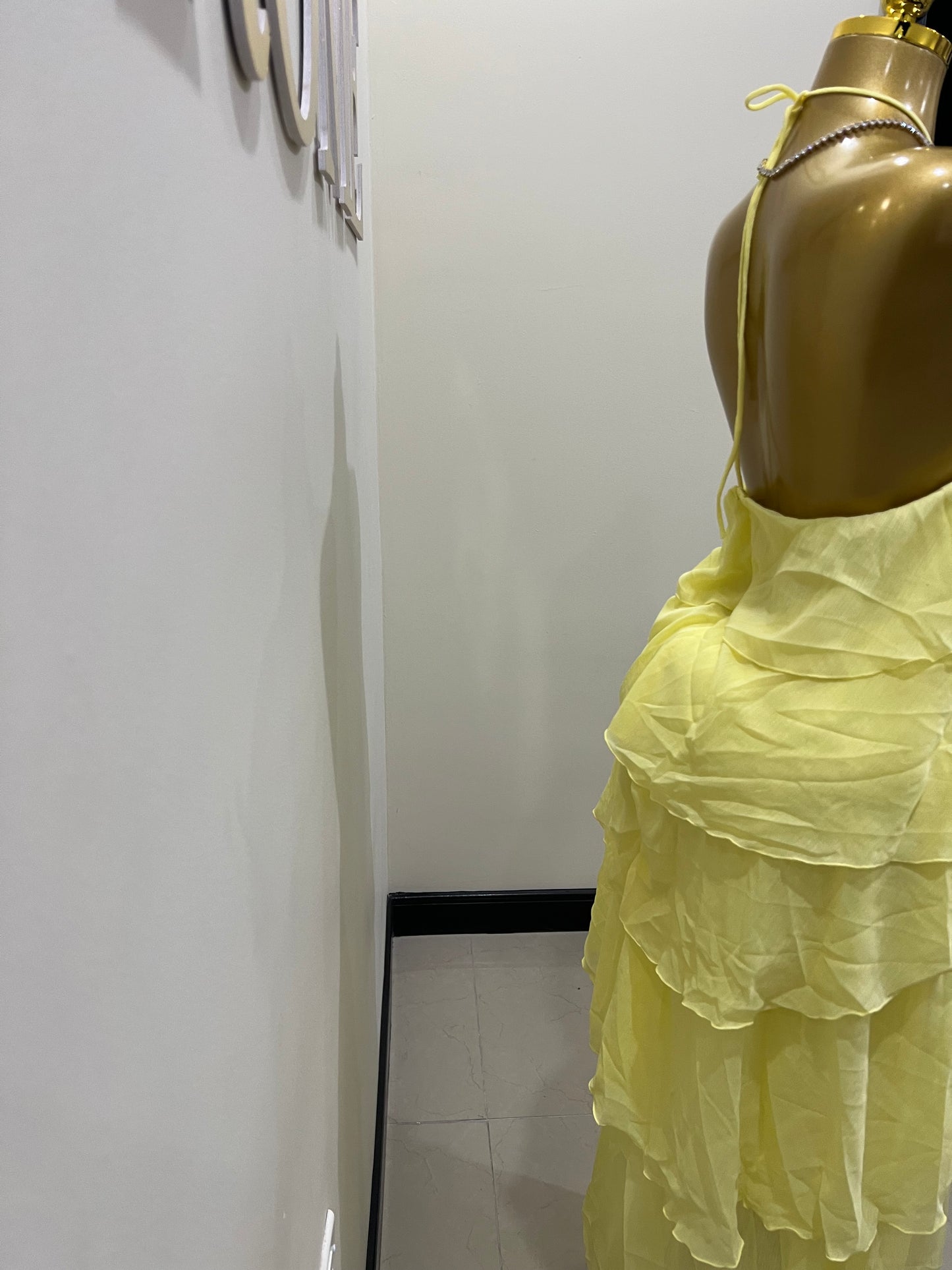Rumi Ruffle Long Dress (Yellow)