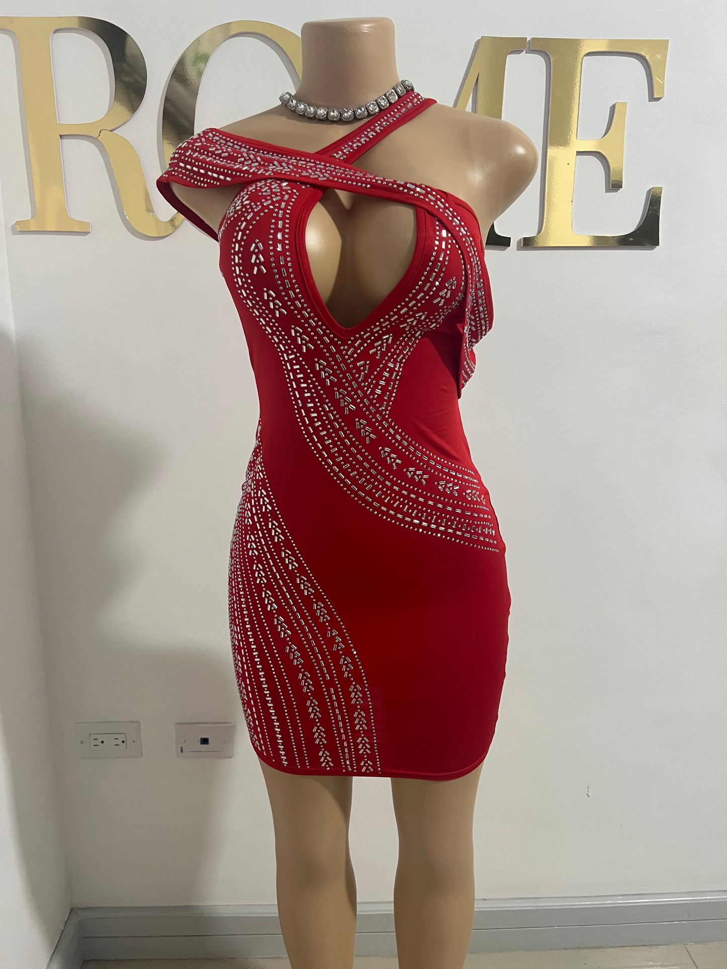 Ariel Colorful Crystal Dress (Red)