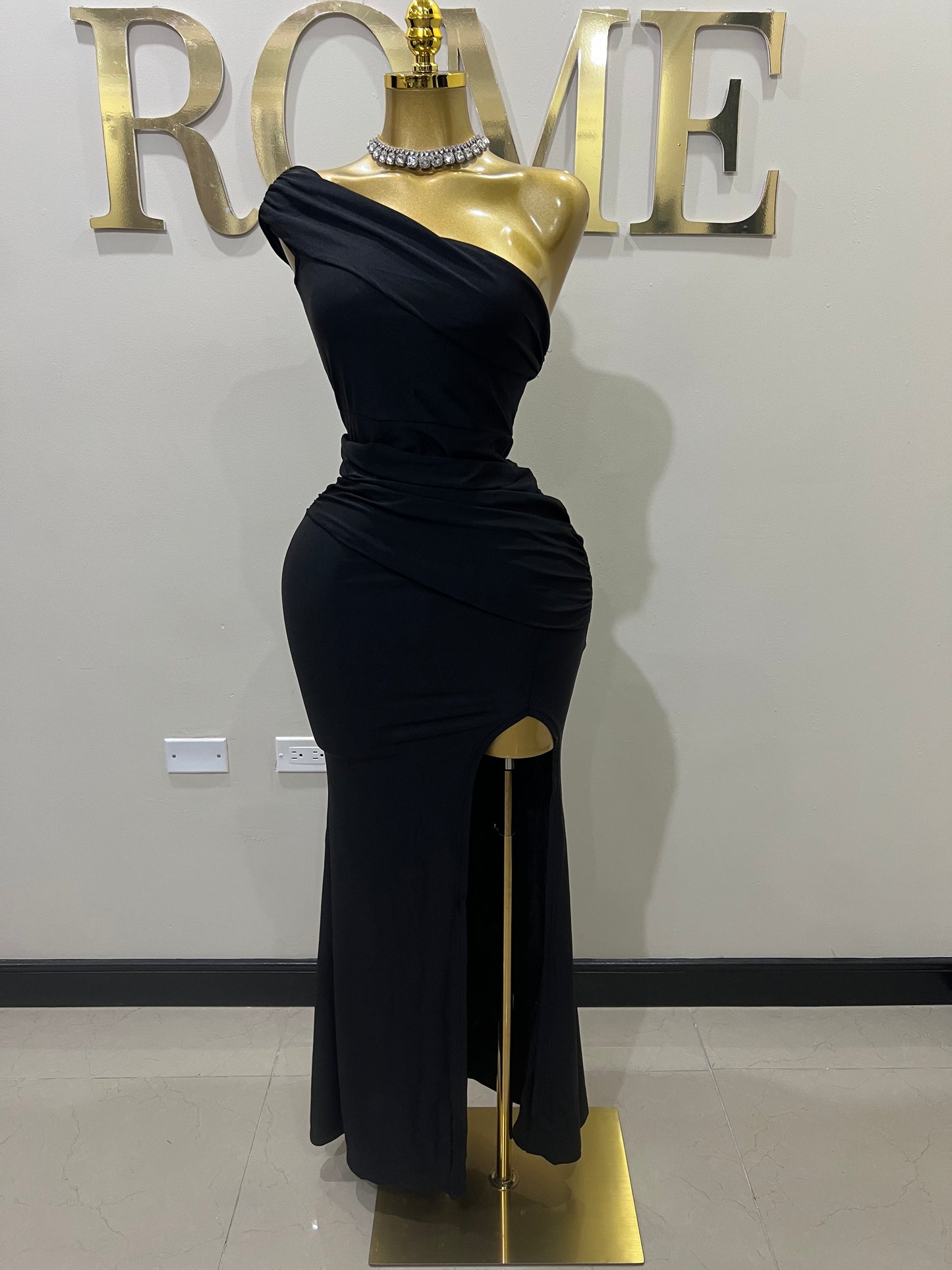 Kerry One Shoulder Dress (Black)