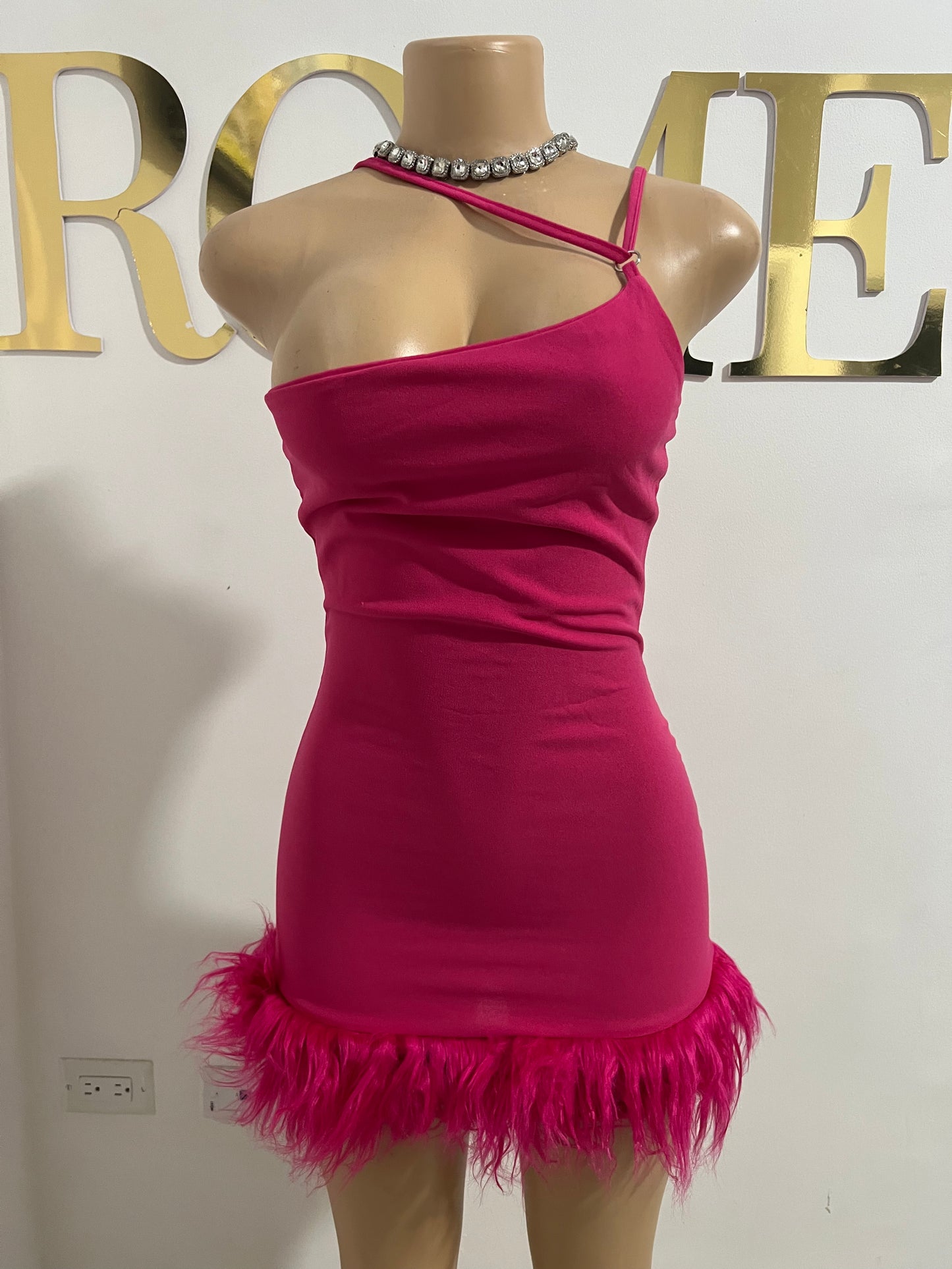 Moira Mini Dress (Bright-Pink)