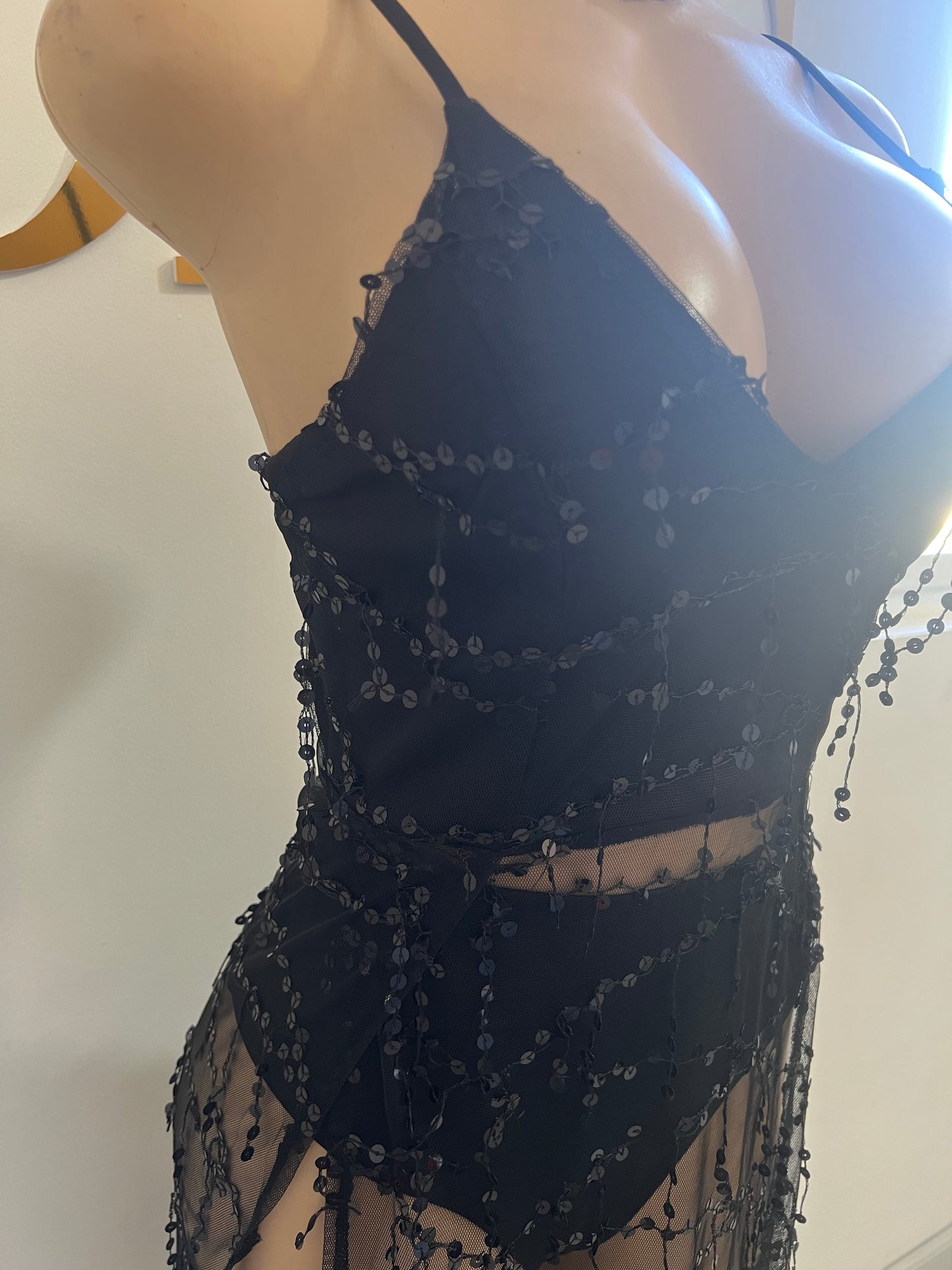 Eva High Split Dress (Black)