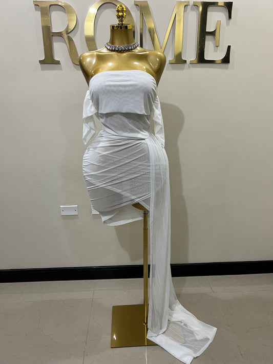 Porsha Allegra Mesh Dress (White)