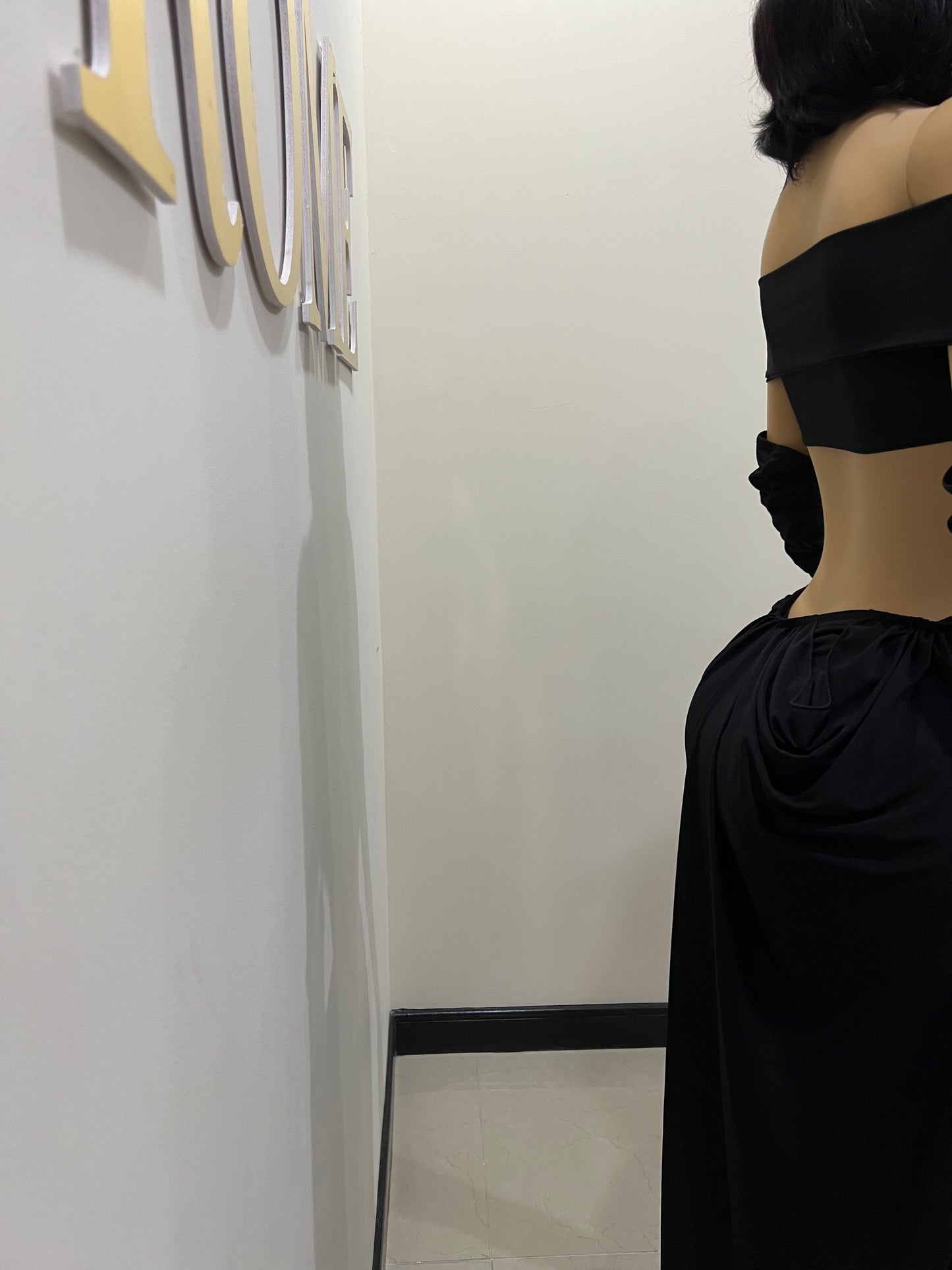 Ruby Mesh Dress with Arm Pcs (Black)