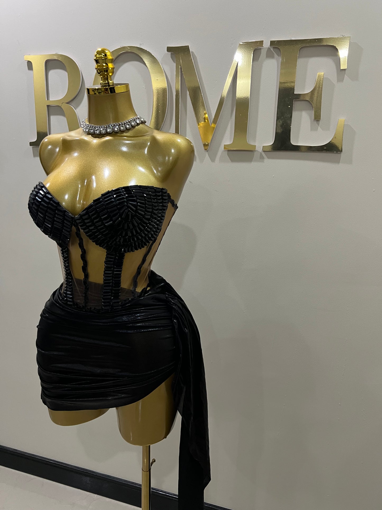 Onyx Glacier Gemstone Skirt Set (Black)