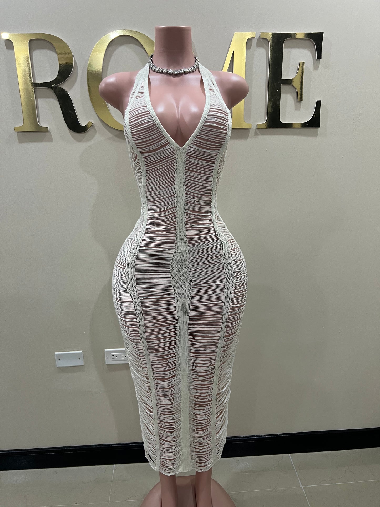 V Shaped Gianna Resort Dress (Off-White)