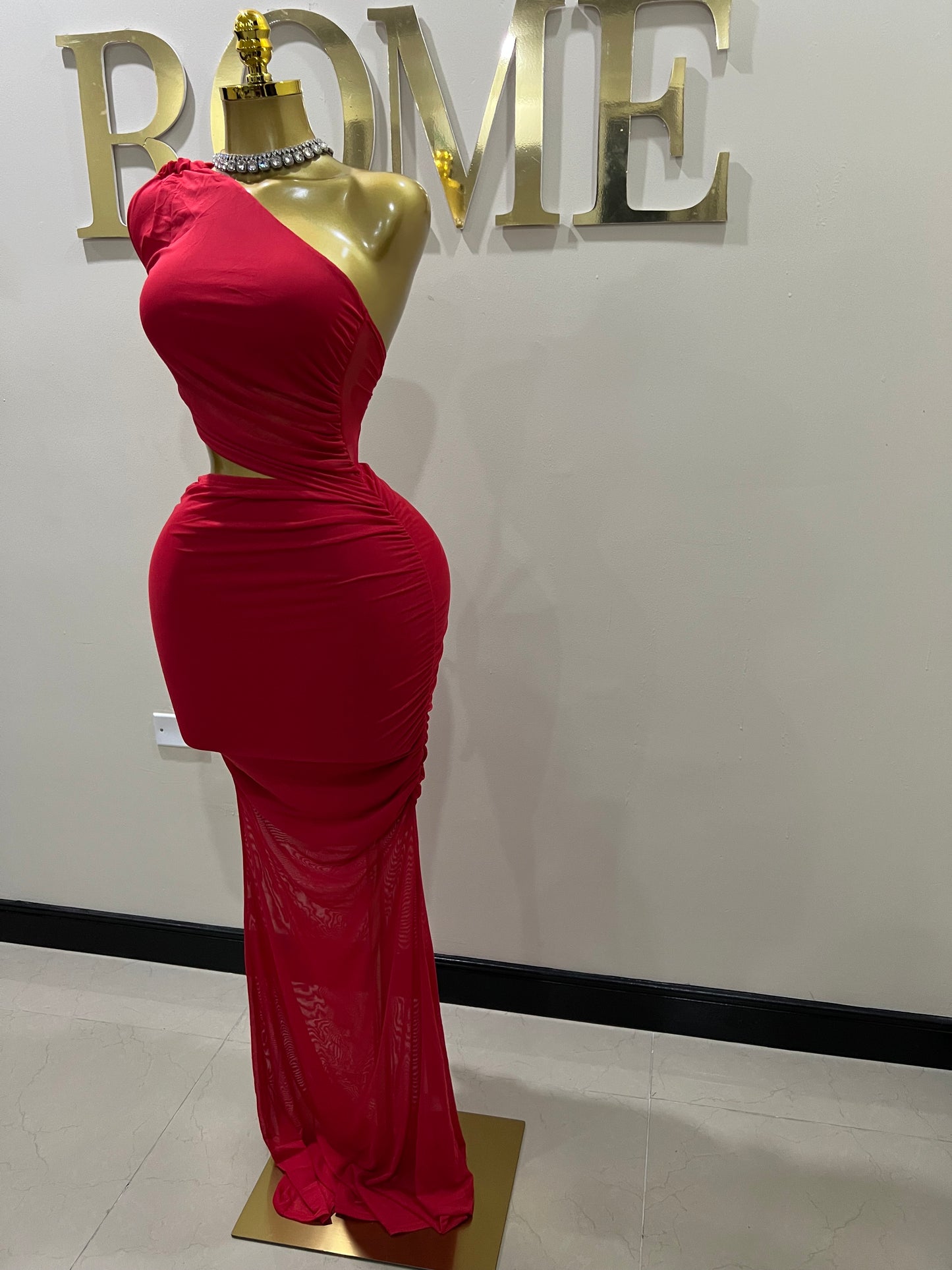 Emma Giselle Mesh Rope Dress (Red)