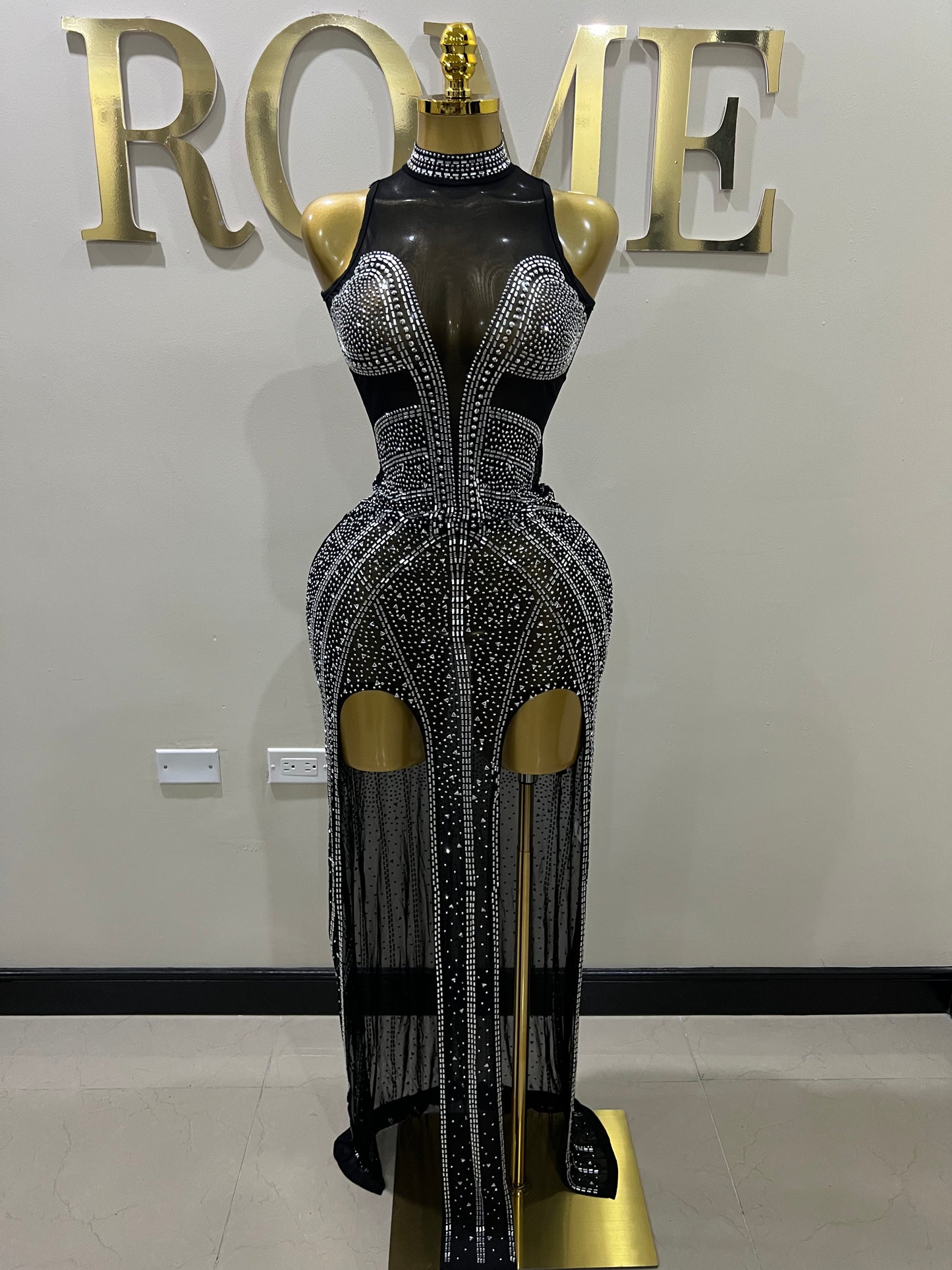 Athena Crystal Dress (Black)