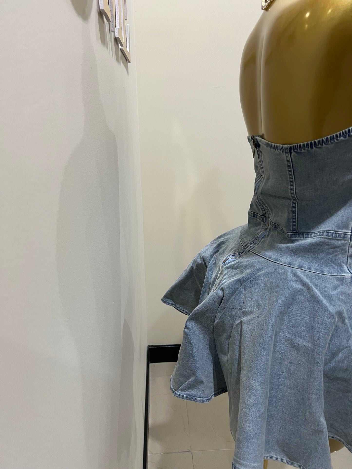 Cinderella Denim Sweatheart Dress (Light - Blue)