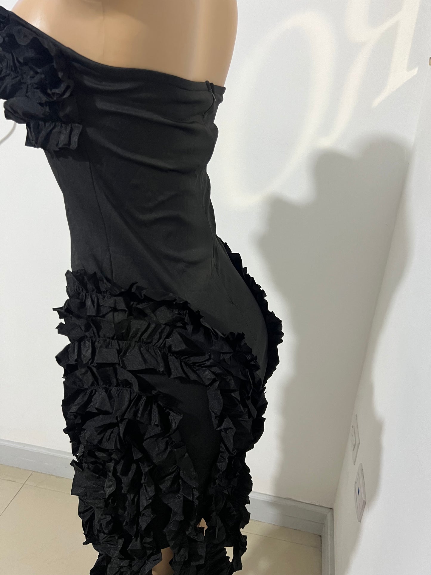Kate Rouched Mini Dress (Black)