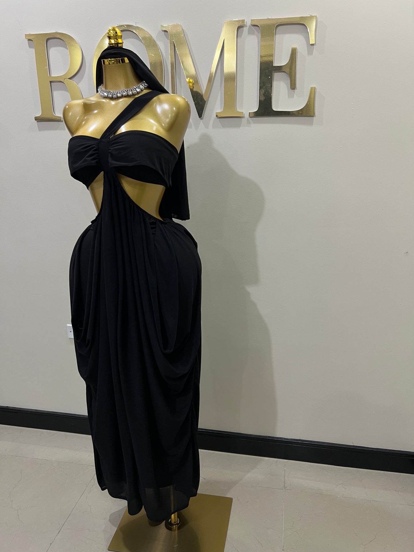 Ruby Mesh Dress with Arm Pcs (Black)