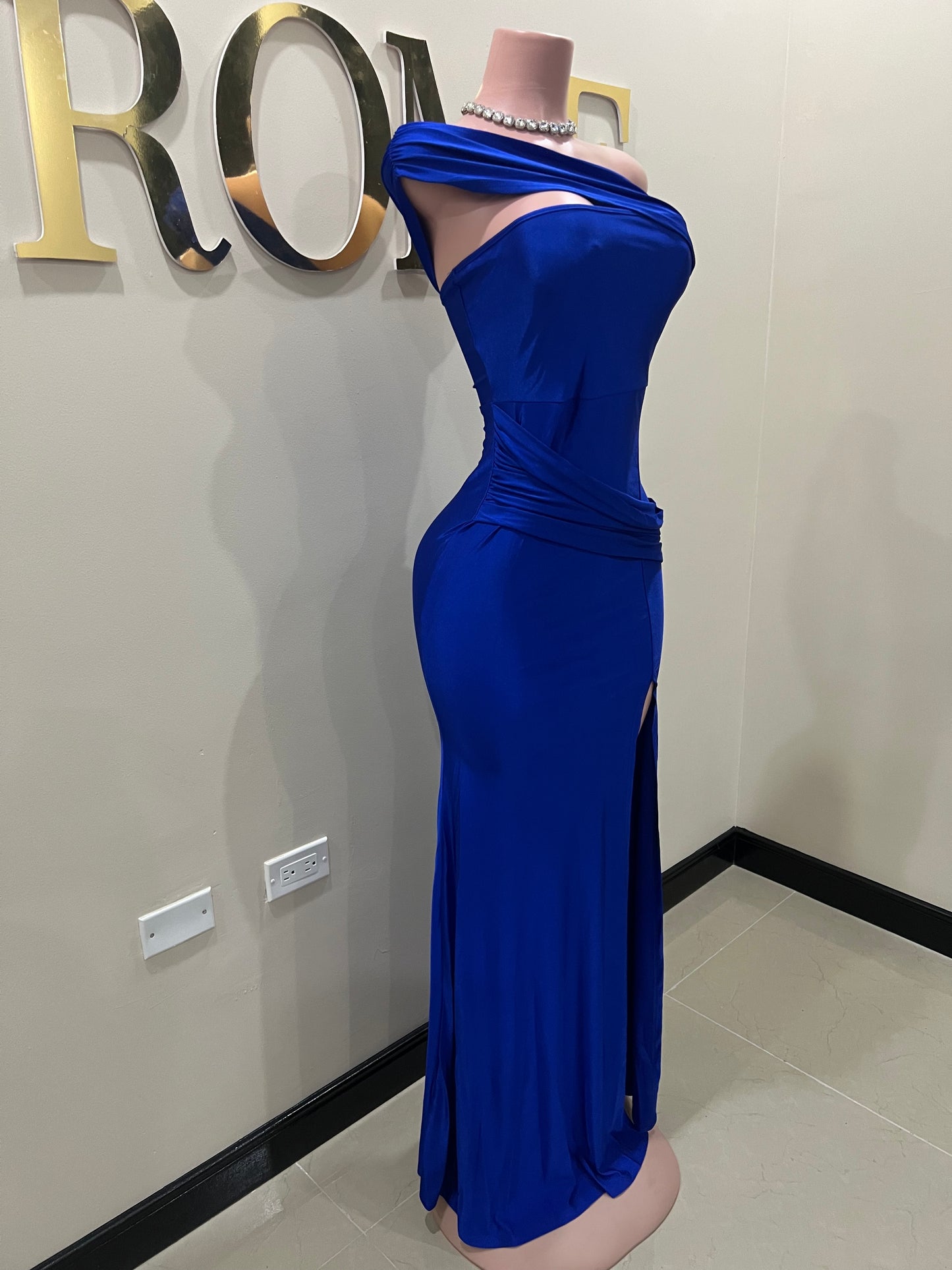 Kerry One Shoulder Dress (Blue)