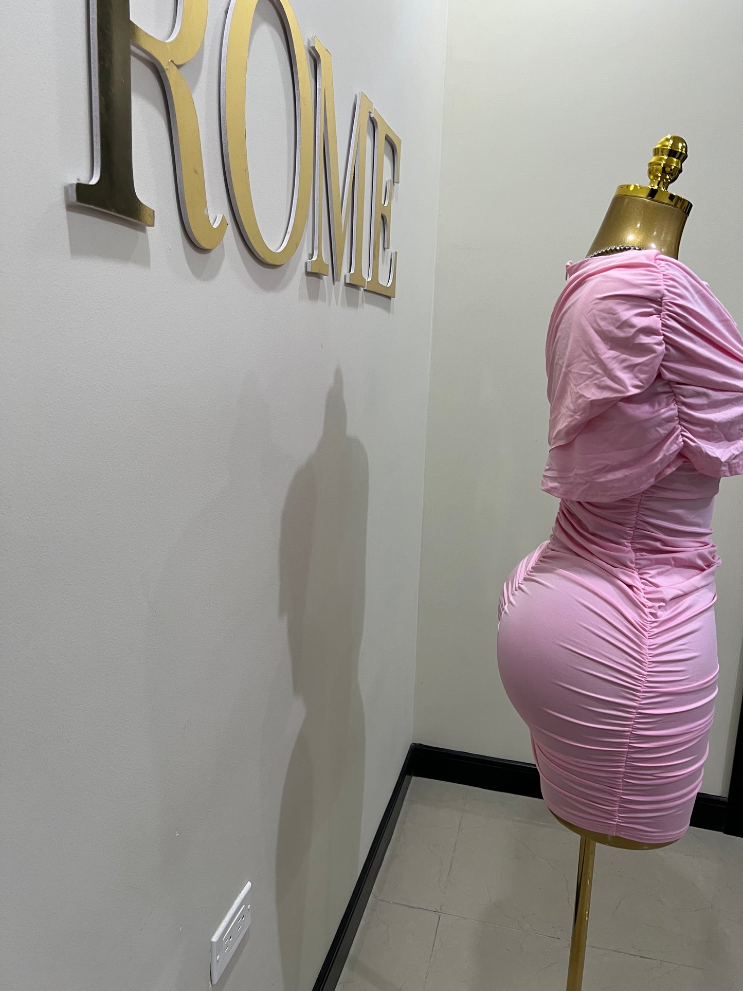 Samira Double Shoulders Dress (Pink)