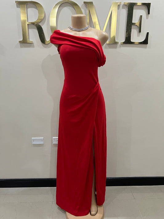 Kerry Off Shoulder Dress (Red )
