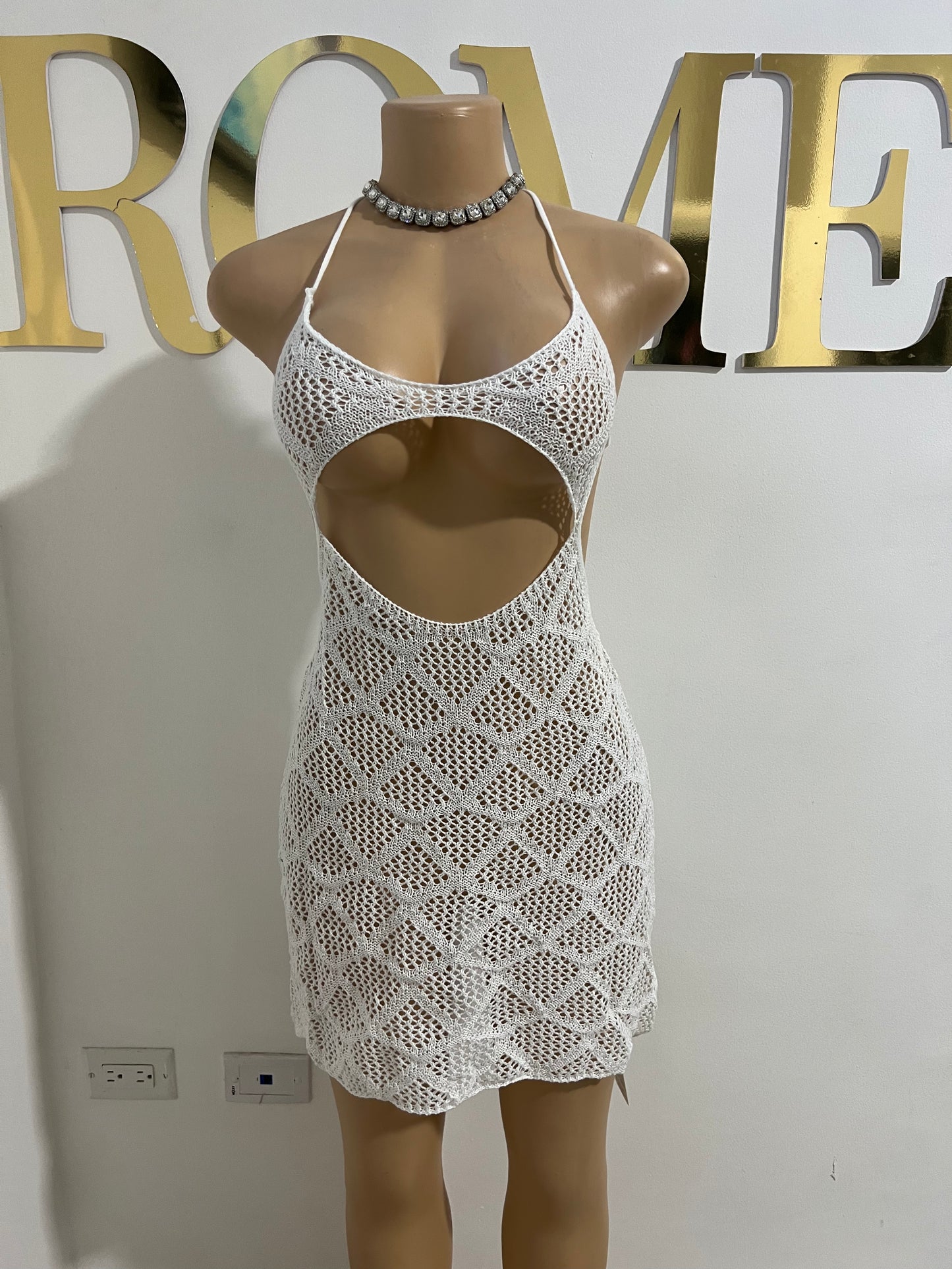 Tia Crochet Dress (White)
