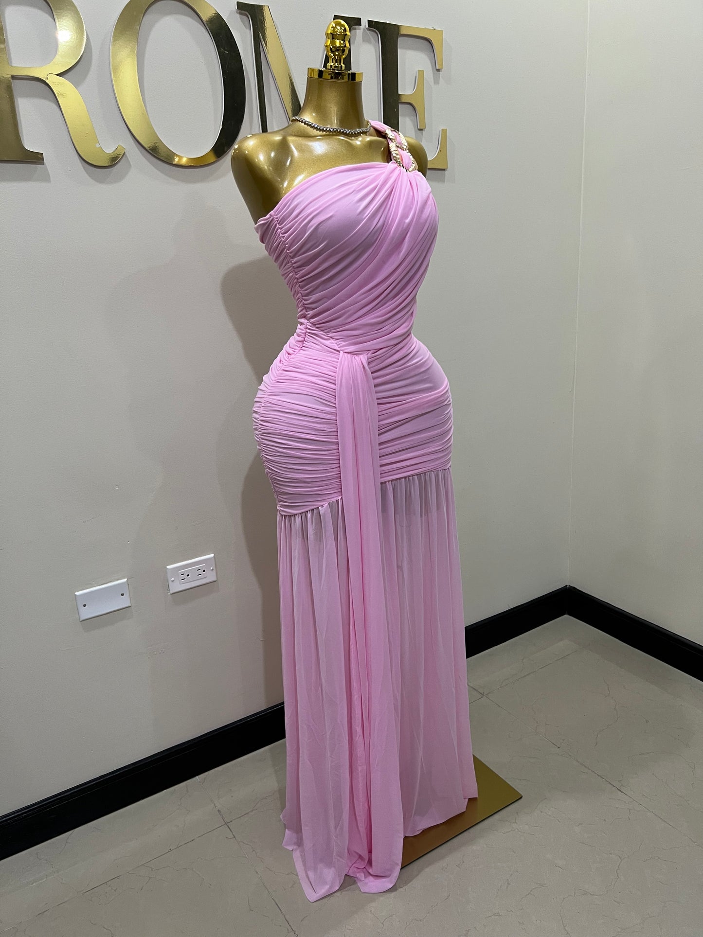 Michelle Grace Chain Dress (Light Pink)
